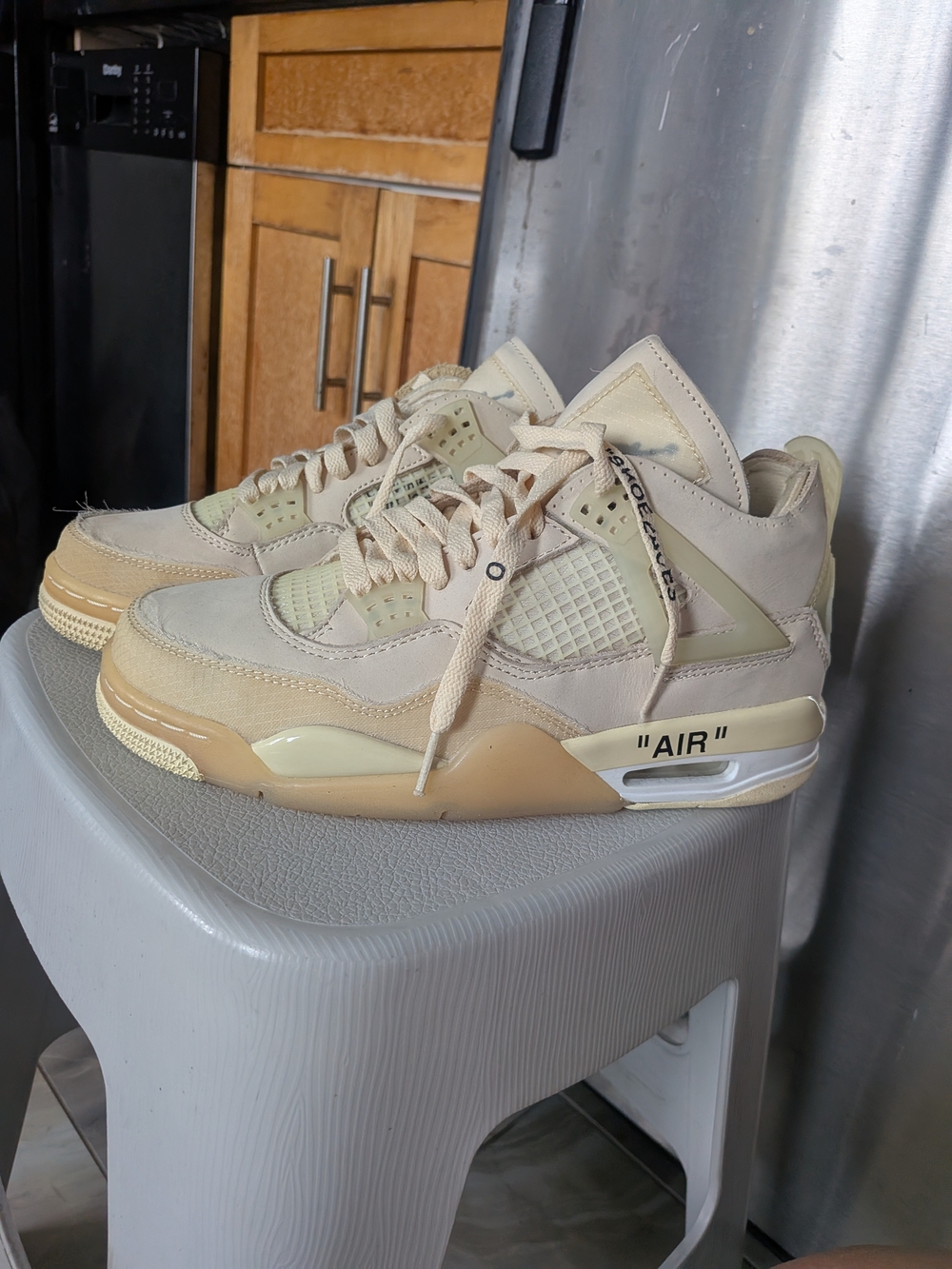 Womens's Cream Athletic Sneakers with 'AIR' Accent